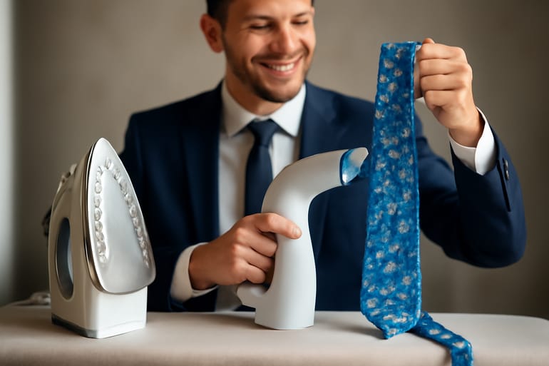Care Guide for Blue Floral Neckties: Wrinkles