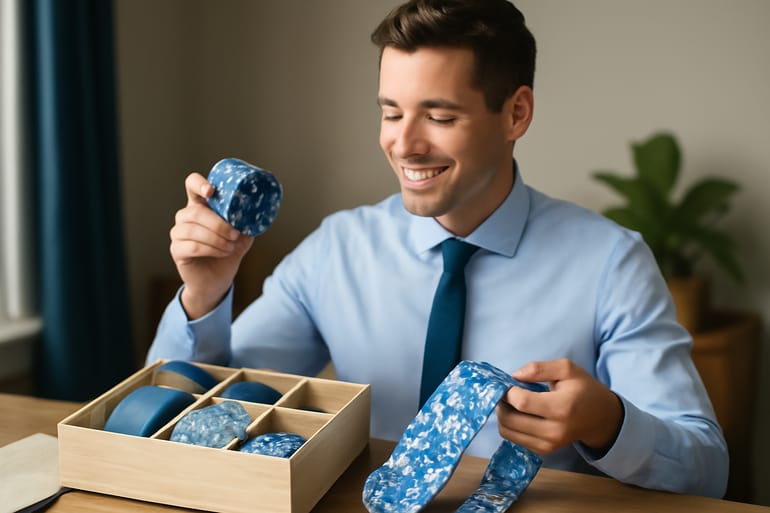 Blue Floral Necktie Storage: Keep Shape & Color Safe