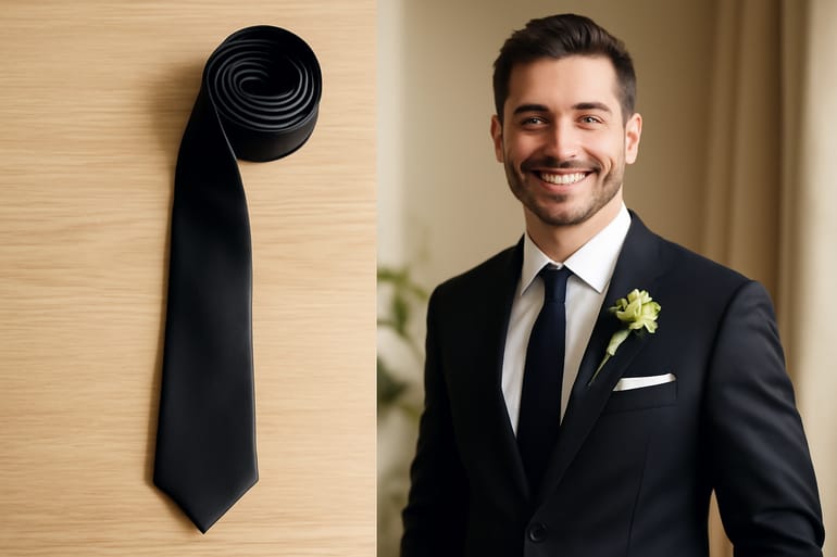 Solid Black Necktie for Weddings: Dress Codes & Pairing