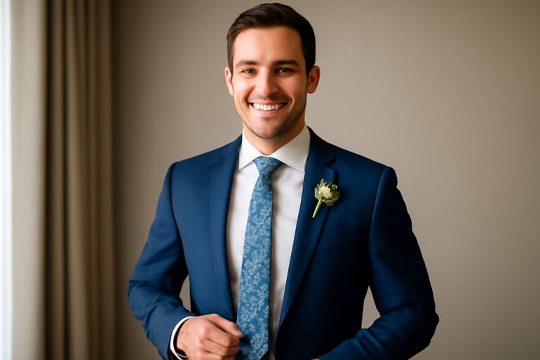Groom’s Guide to Wearing a Blue Floral Necktie