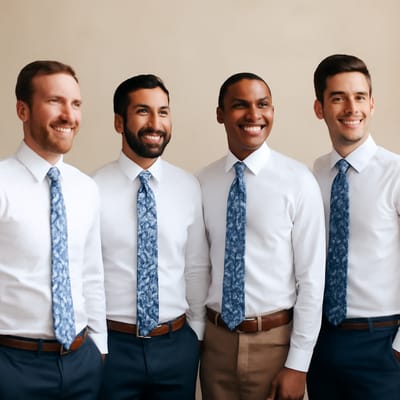 How do blue tones change the look of a floral cotton tie?