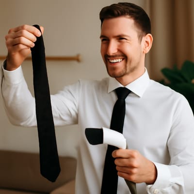 Steaming, ironing, and wrinkles: how do you de-crease a black necktie without shine?