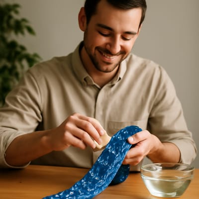 Spot-cleaning step-by-step: remove stains while protecting blue tones