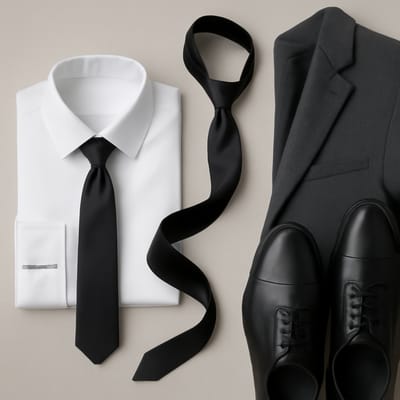 What to wear with a solid black necktie (suits, shirts, shoes)