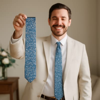 When should you choose silk over other fabrics for a blue floral tie?