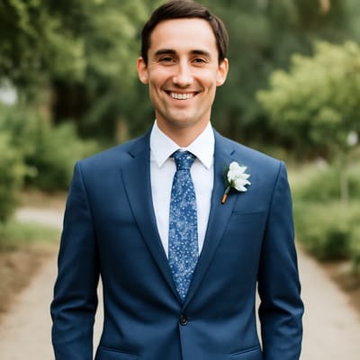 Is a blue floral necktie a good choice for a groom?