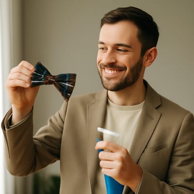 How do you clean a tartan bow tie without fading the pattern?