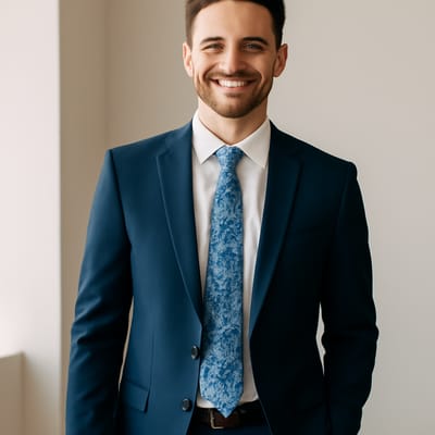 Why do blue floral neckties look great—or clash fast?