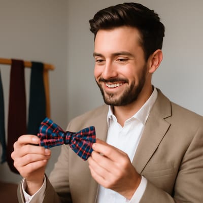 What fabric is your tartan bow tie—and how should you treat it?