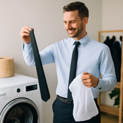 How should you clean a solid black necktie without ruining it?