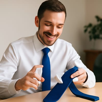 How do you remove stains from a necktie without damaging it?