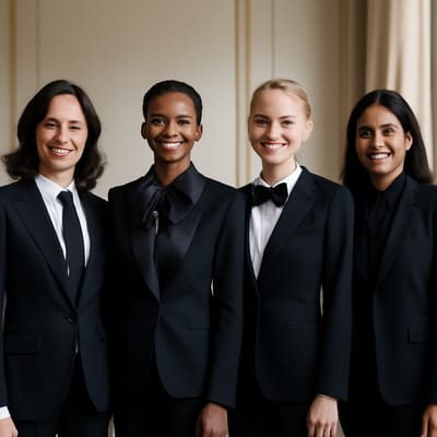 Styles of black tie neckwear for women (and who each one suits)