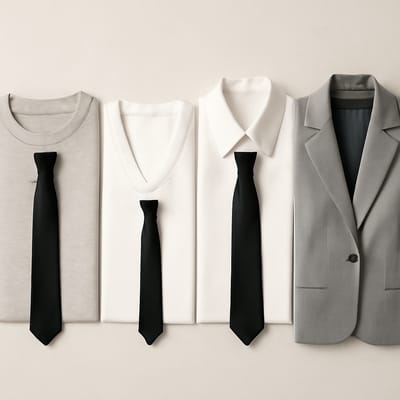 Which black necktie widths work best with common necklines?