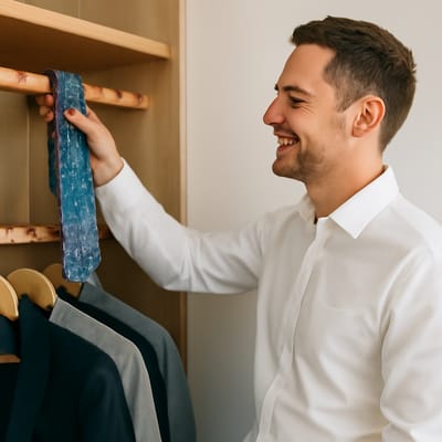 How should you store blue floral neckties to prevent wrinkles?
