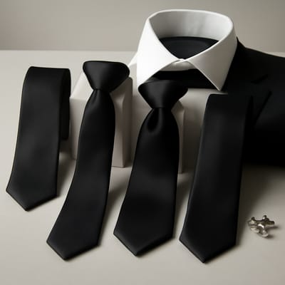 Which classic black necktie types work best for formal wear?