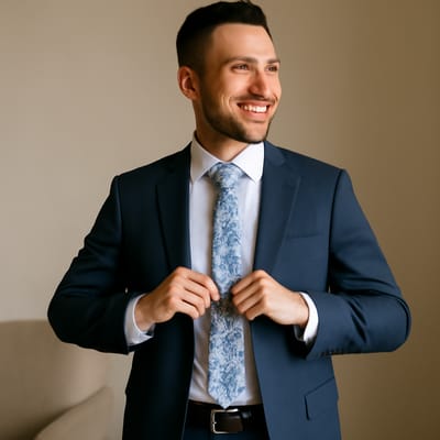 What shirts and suits pair best with cotton blue floral ties?