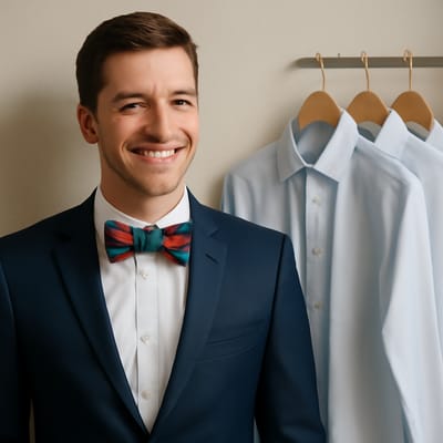 Which shirt colors work best with tartan bow ties?